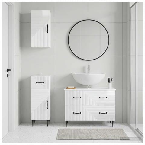 Set di armadietti da bagno in 3 pezzi HAARLEM Bianco Lucido - Foto 2
