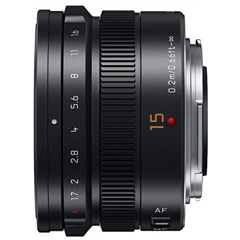 Obiettivo per Fotocamera H-X015E Leica DG Summilux 15 mm F1.7 ASPH Attacco Micro Quattro Terzi Nero - Foto 2