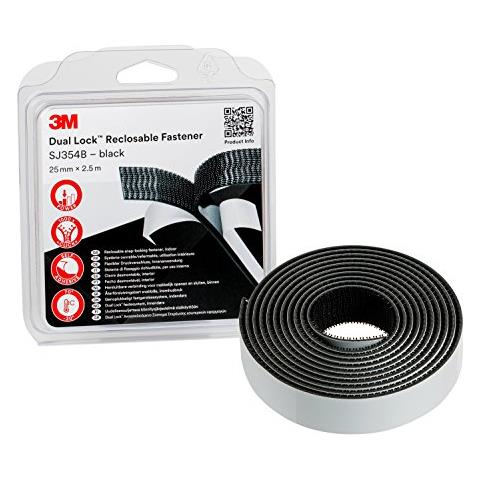 Dual Lock 3M Alta Tecnologia Nastro con chiusura a pressione RICHIUDIBILE come Plastiche Materiali e verniciati un Polvere 25 millimetri x 2,5 m, Nero, Una Pezzo - Foto 1