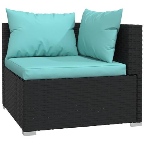 Set Salotto Da Giardino 8 Pz Con Cuscini In Polyrattan Nero - Foto 2
