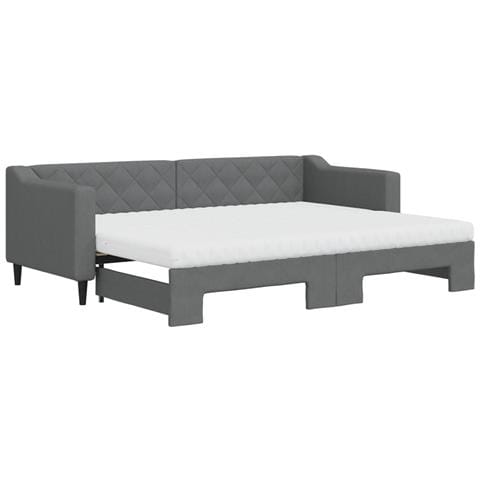 Divano Letto Estraibile Materassi Grigio Scuro 80x200cm Tessuto - Foto 1