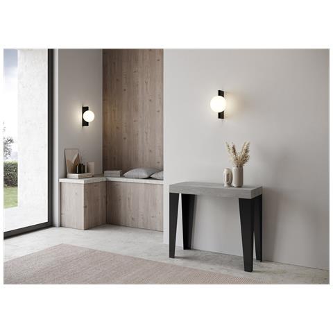 Consolle Allungabile 90x40/196 Cm Flame Premium Telaio Antracite - Cemento - Foto 2