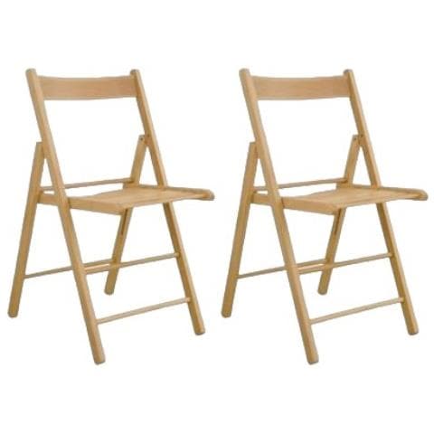 Set 2 Sedie Pieghevoli In Legno Tinta Naturale 43x43x79 - Foto 1