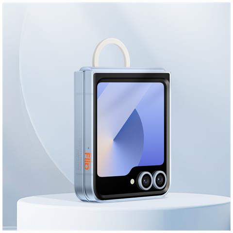 Cover Originale Per Samsung Galaxy Z Flip6 Con Anello Silicone Sottile, Trasparente - Foto 2