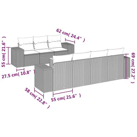 Set Divano da Giardino 8 pz con Cuscini Beige in Polyrattan - Foto 3