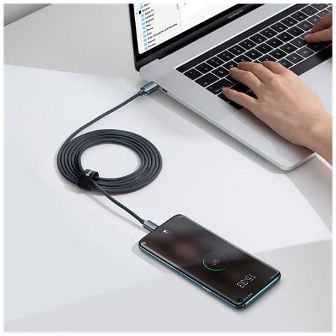 Cavo Di Ricarica E Sincronizzazione Da Usb-c A Usb-c 100w Crystal Shine 2m, Nero - Foto 5