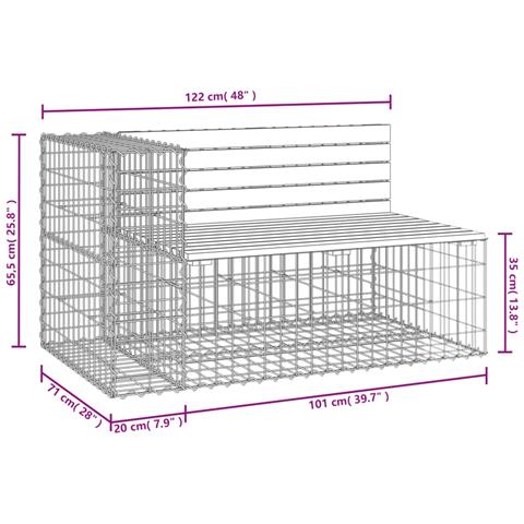 Panca Giardino Design Gabbione 122x71x65,5 cm Massello Douglas - Foto 8