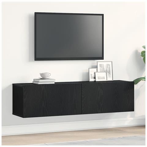 Mobile TV Rovere Nero 120x30x30,5 cm in Legno Multistrato - Foto 1