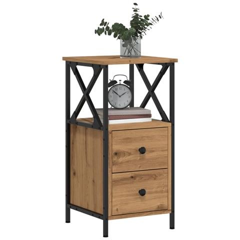 Comodini 2pz Rovere Artigianale 34x35,5x70 Cm Legno Multistrato - Foto 1