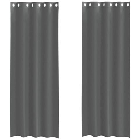 Tende In Voile Con Occhielli 2 Pz Grigio Scuro 140x260 Cm - Foto 2