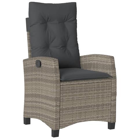 Set Da Pranzo Da Giardino 5 Pz Con Cuscini In Polyrattan Grigio - Foto 3