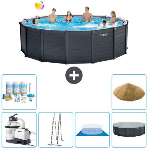Piscina Fuori Terra - In Giro - 478x124 Cm - Grigio - Include Accessori Coordinati A2734 - Foto 1