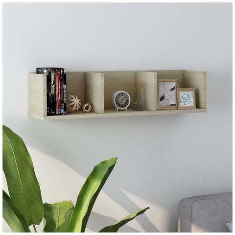 Scaffale Porta Cd A Parete Rovere Sonoma 75x18x18cm Multistrato - Foto 6