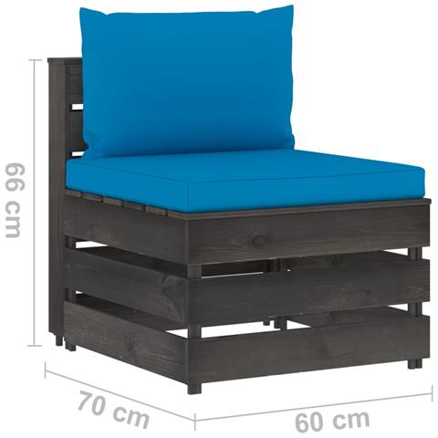 Lusso Casadino -  Divano Centrale Modulare Con Cuscini In Legno Impregnato Grigio - Foto 6