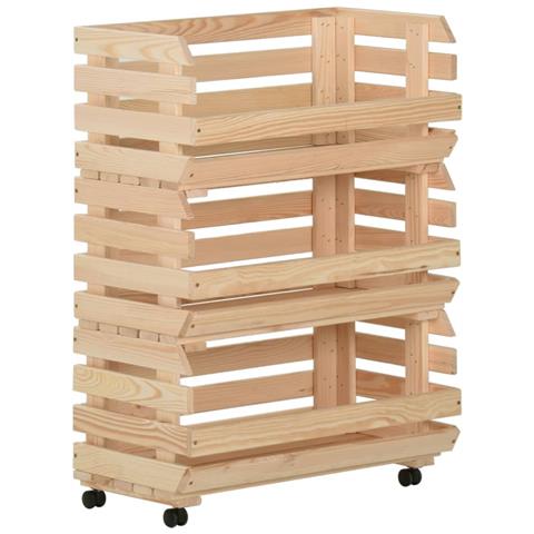 Carrello Portaverdure 57x30x80 Cm In Legno Massello Di Pino - Foto 2