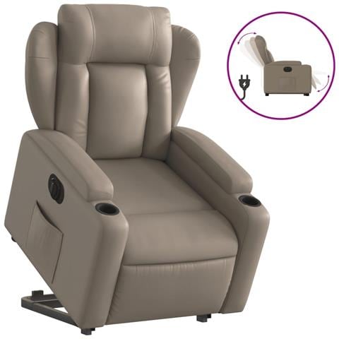 Poltrona Alzapersona Reclinante Elettrica Cappuccino Similpelle - Foto 1