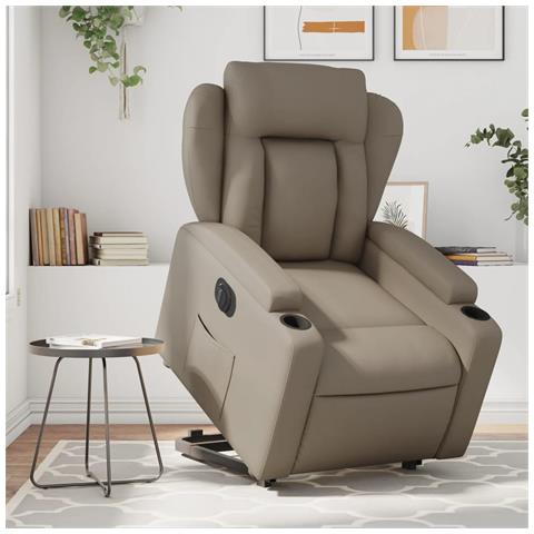 Poltrona Alzapersona Reclinante Elettrica Cappuccino Similpelle - Foto 2