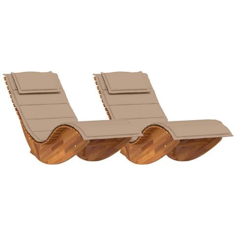 Lettini Prendisole Dondolanti con Cuscini 2 pcs Legno Massello di Acacia - Foto 1