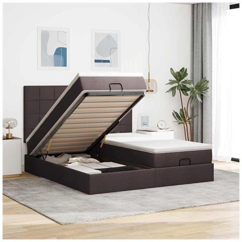 Struttura Letto Pouf con Materassi 180x200 cm in Tessuto - Foto 2