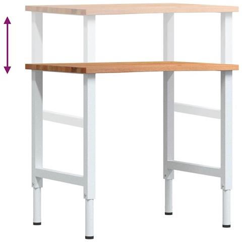 Banco Lavoro Marrone Chiaro 80x60x(71,5-98) cm Legno di Rovere - Foto 9