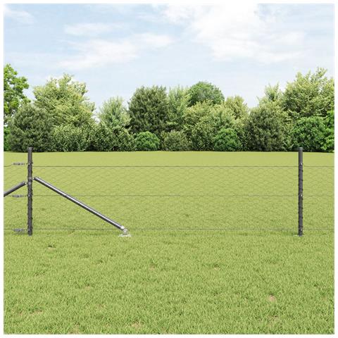 Recinzione Esagonale Grigia 0.4x25 m in Acciaio, Pali di Recinzione con Punta 13 pz Ø32 mm 60 cm Acciaio Zincato - Foto 2