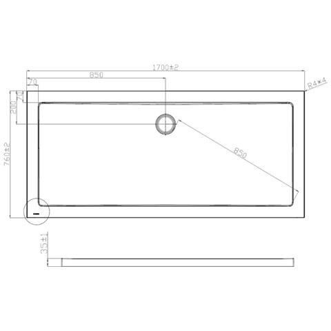 Piatto Doccia 76x170 Cm Rettangolare Ribassato Resina H3.5 Cm Monaco Bianco - Foto 2