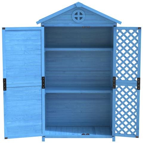 Capanno Di Stoccaggio Per Mobili Da Giardino In Legno, Casa Degli Attrezzi Per Patio, Senza Sbiadimento, Resistente Alle Intemperie, Senza Manutenzione, Ecologico, Blu - Foto 2