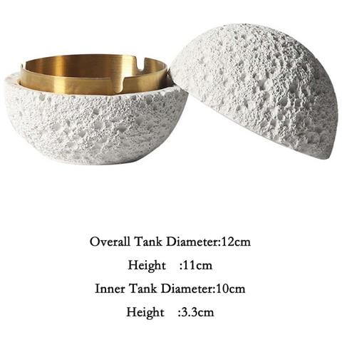 Posacenere Creativo Stile Nordico - Moderno Posacenere In Cemento E Acciaio Inox Con Coperchio White L - Foto 1