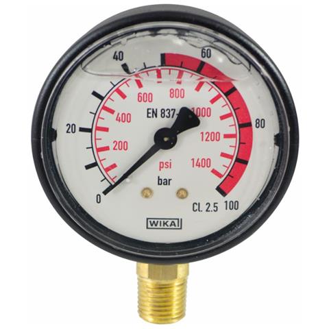 Manometro Alla Glicerina Ø 63 Mm Con Scala 0-100 E Attacco M1/4"" Confezione Da 2 Pezzi - Foto 1