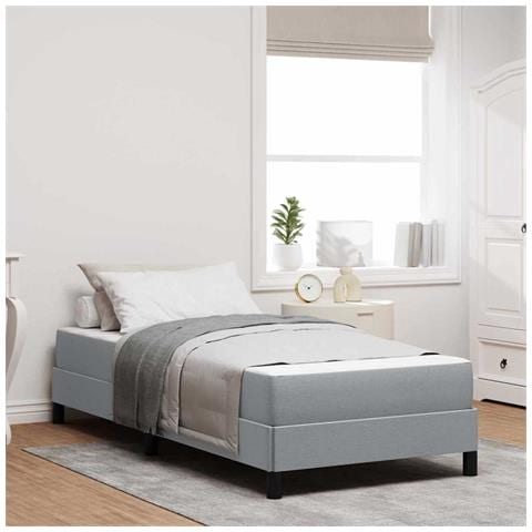 Letto a molle con materasso Grigio chiaro 80 x 200 cm Tessuto - Foto 2