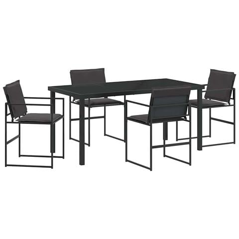 Set da Pranzo per Giardino 5 pcs Nero 160 x 80 x 73 cm - Foto 1
