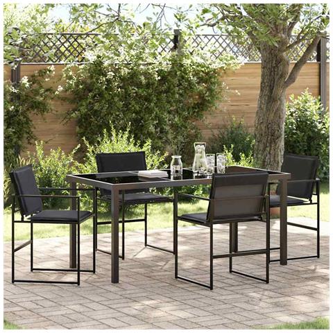 Set da Pranzo per Giardino 5 pcs Nero 160 x 80 x 73 cm - Foto 2