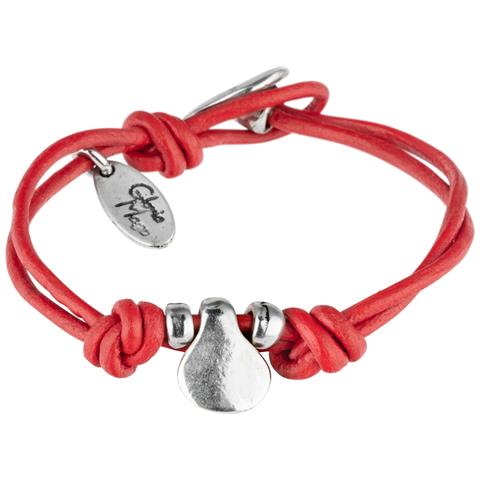 Bracciale ""basic"" In Pelle Rossa Con Placcatura In Argento - Foto 1