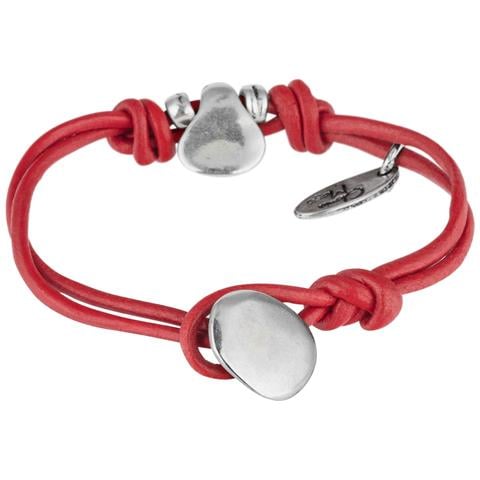 Bracciale ""basic"" In Pelle Rossa Con Placcatura In Argento - Foto 3