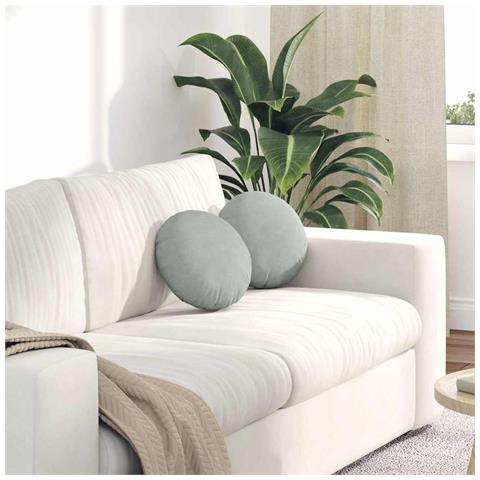 Cuscini per Seduta 2 pcs Grigio chiaro Ø 40 x 13 cm Velluto - Foto 2
