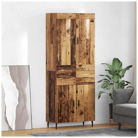 Credenza 2 pcs Legno vecchio Legno Stratificato e Vetro - Foto 2