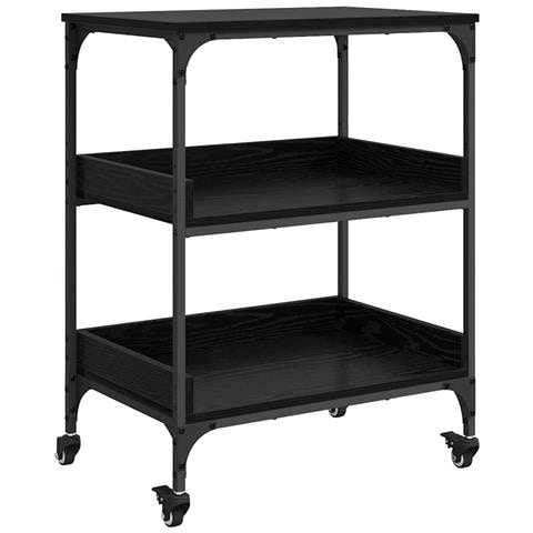 Carrello da Cucina Rovere Nero 60 x 41 x 80.5 cm - Foto 1