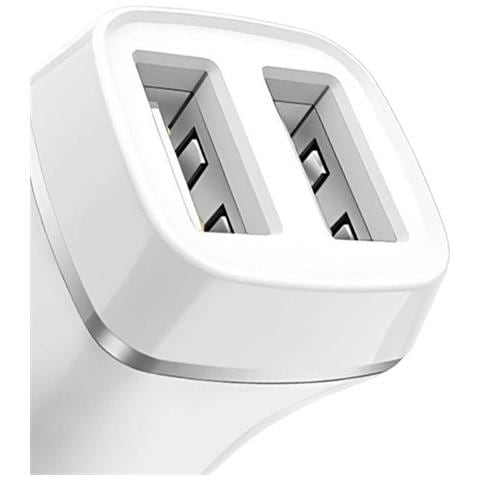 Caricatore Per Auto Con 2 Porte Usb-a, Leggero E Compatto, Bianco - Foto 4