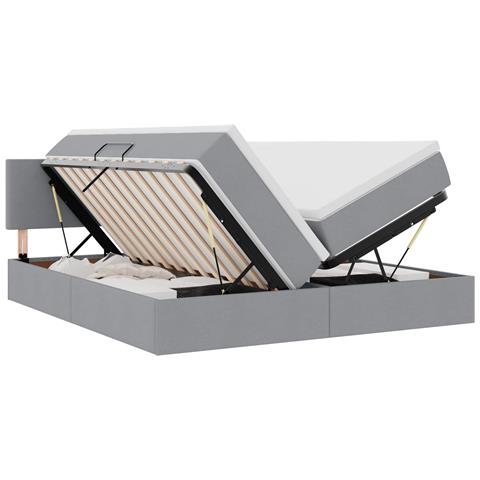 Letto con Contenitore con materasso Grigio chiaro 200 x 200 cm - Foto 1