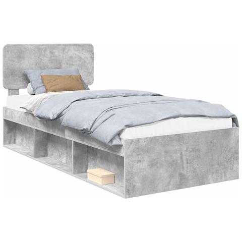 Struttura del letto Grigio Concretè 90 x 190 cm Pino massello - Foto 1
