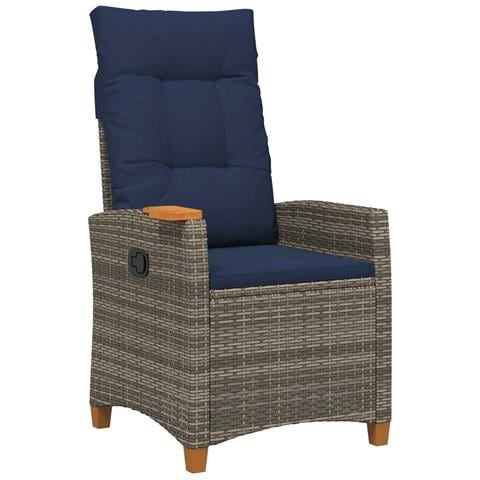 Poltrona reclinabile con tavolino 62 x 64 x 112 cm polyrattan - Foto 1
