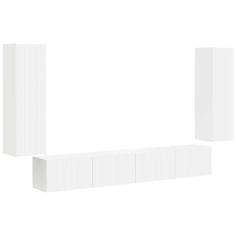 Set di Mobiletto da TV a Parete 4 pcs Bianco Legno multistrato - Foto 1