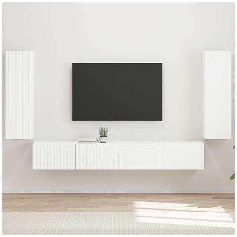 Set di Mobiletto da TV a Parete 4 pcs Bianco Legno multistrato - Foto 2