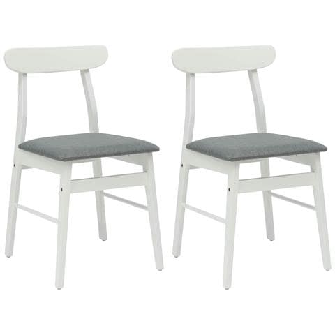 Sedia da pranzo 2 pcs Bianco e Grigio Legno di gomma solido - Foto 1