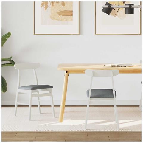 Sedia da pranzo 2 pcs Bianco e Grigio Legno di gomma solido - Foto 2