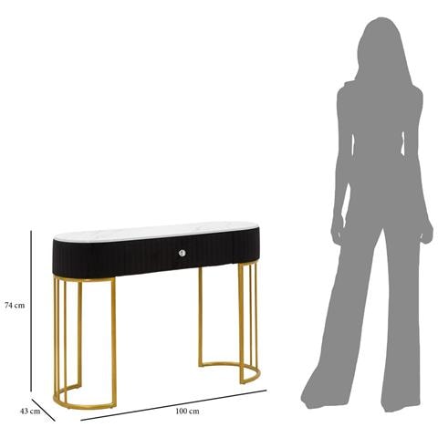 Tavolo Consolle Vkh614-nero-legno-100x43x74 Cm - Foto 8