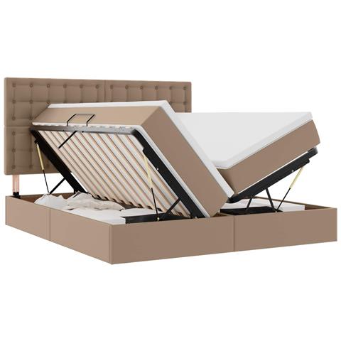 Letto con contenitore e LED Cappuccino 200 x 200 cm - Foto 1