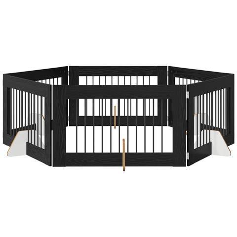 Cancello per cani con supporti 6 pcs Rovere Nero 100 x 60 cm - Foto 1