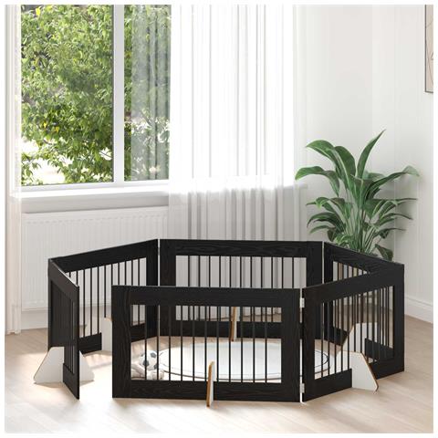 Cancello per cani con supporti 6 pcs Rovere Nero 100 x 60 cm - Foto 2