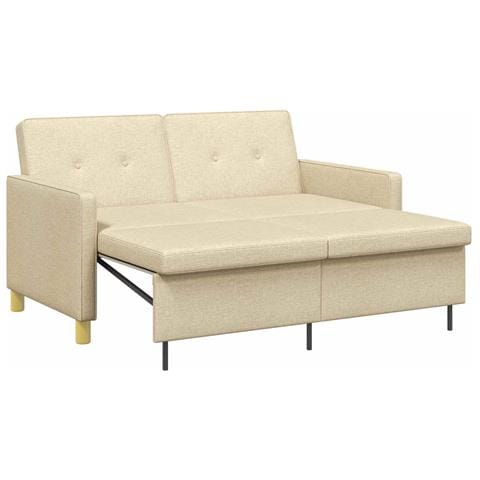 Divano Letto Estraibile Crema Tessuto - Foto 1